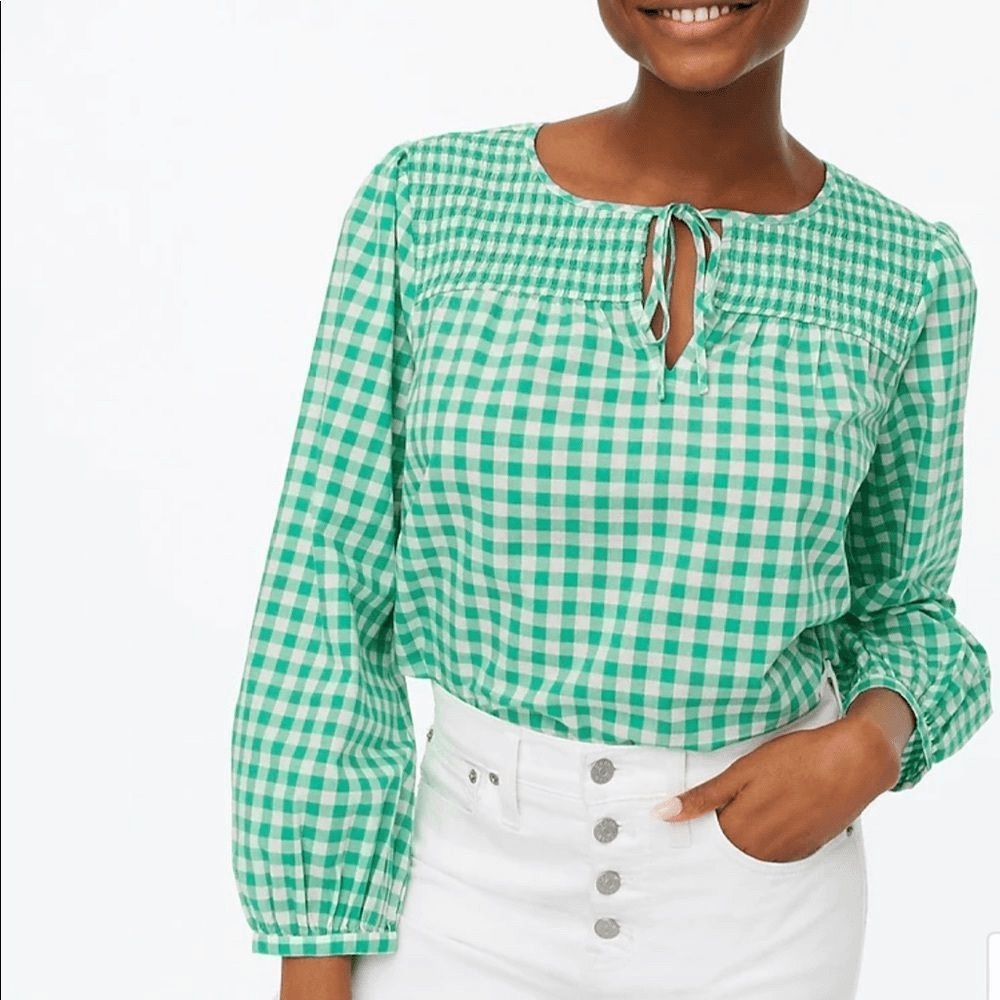 Green Gingham Women's Top